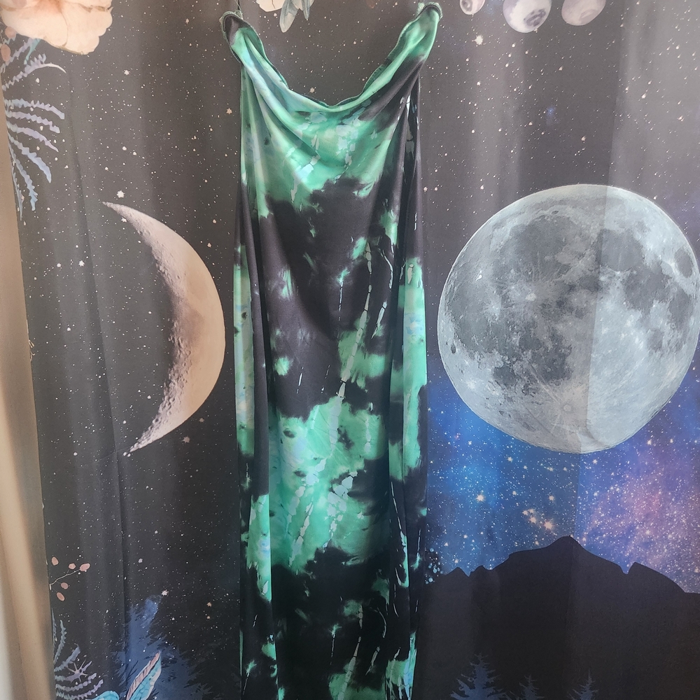 SHEIN Teal and Black Patterned Dress